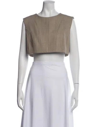 Pre-owned Beare Park Wool Crew Neck Crop Top In Neutral