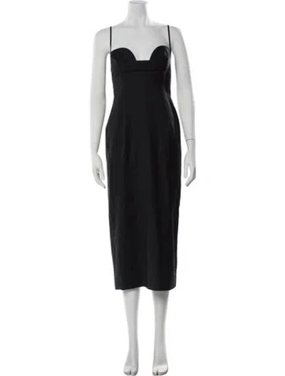 Pre-owned Beare Park Wool Midi Length Dress In Black