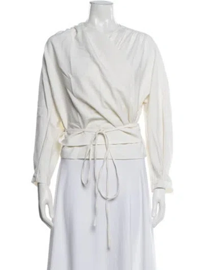 Pre-owned Beare Park Wool V-neck Top In White