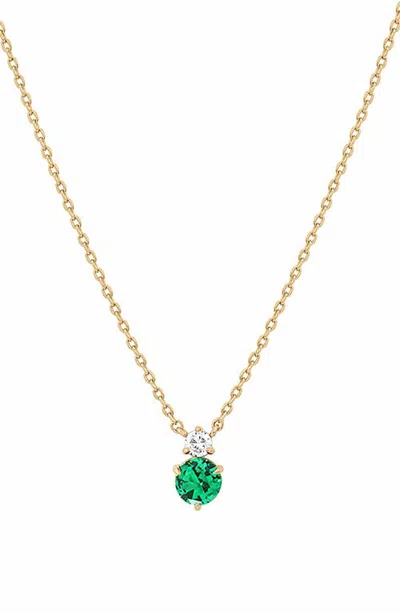 Bearfruit Jewelry 14k Gold Plated Deux Birthstone Necklace Personalized Trendy Gift Idea In Gold Emerald/may