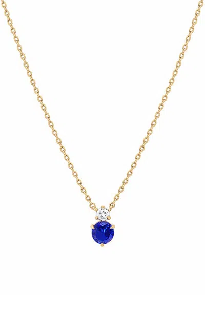 Bearfruit Jewelry 14k Gold Plated Deux Birthstone Necklace Personalized Trendy Gift Idea In Gold Sapphire/september