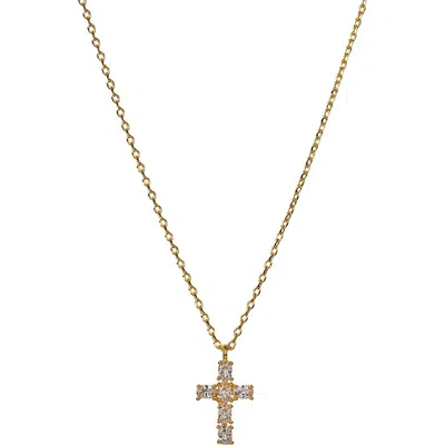 Bearfruit Jewelry 14k Gold Plated Evelina Crystal Cross Necklace Holiday Gift Guide