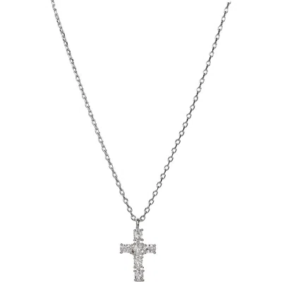 Bearfruit Jewelry 14k Gold Plated Evelina Crystal Cross Necklace Holiday Gift Guide In Metallic