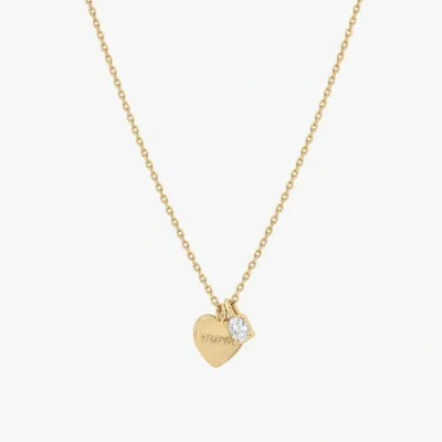 Bearfruit Jewelry 14k Gold Plated Mom Heart Necklace With Charm Gift Idea In White