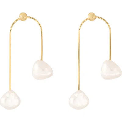 Bearfruit Jewelry 18k Gold Plated Sterling Silver Mia Cultured Pearl Earrings Gift Idea In Multi
