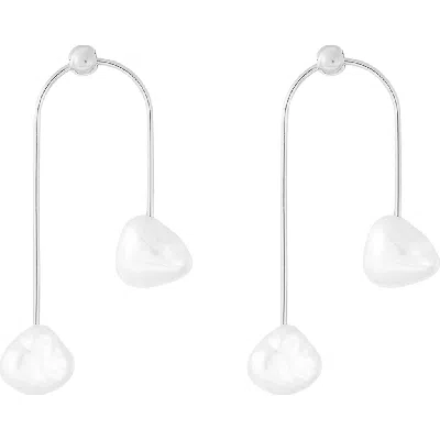 Bearfruit Jewelry 18k Gold Plated Sterling Silver Mia Cultured Pearl Earrings Gift Idea In Red