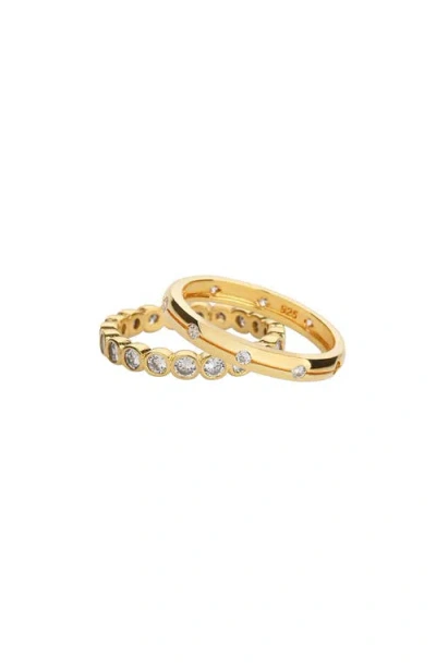 Bearfruit Jewelry 18k Gold Plated Sterling Silver Shining Elegance Ring Duo Set Holiday Gift Idea