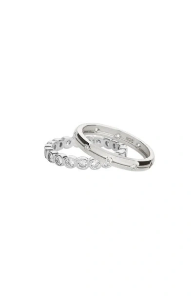 Bearfruit Jewelry 18k Gold Plated Sterling Silver Shining Elegance Ring Duo Set Holiday Gift Idea