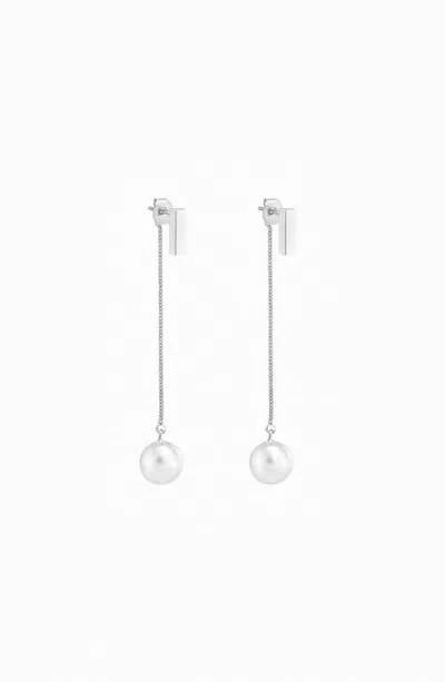Bearfruit Jewelry Amber Sphere Earring Jackets Long Chain Modern Statement Jewelry In Silver