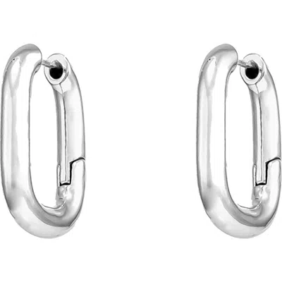 Bearfruit Jewelry Angie Rectangular Hoop Earrings In Silver