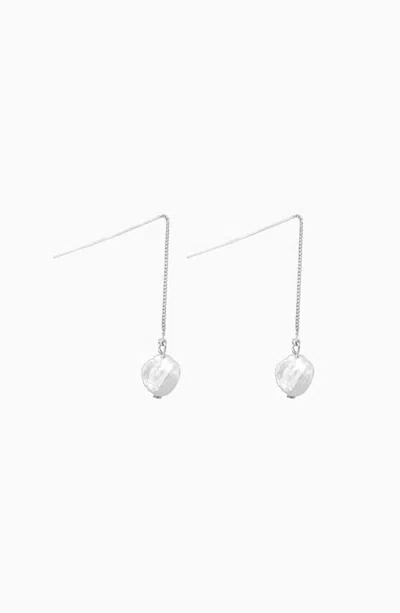 Bearfruit Jewelry Bianca Freshwater Pearl Drop Earrings Dainty Long Chain Jewelry In Silver