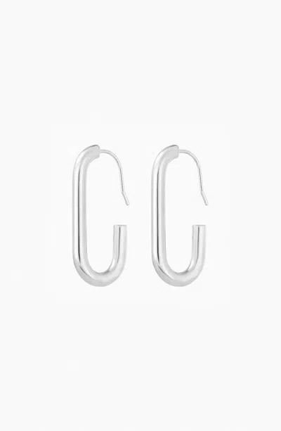 Bearfruit Jewelry Cora Linear Hoop Earrings Long Geometric Modern Statement In Metallic
