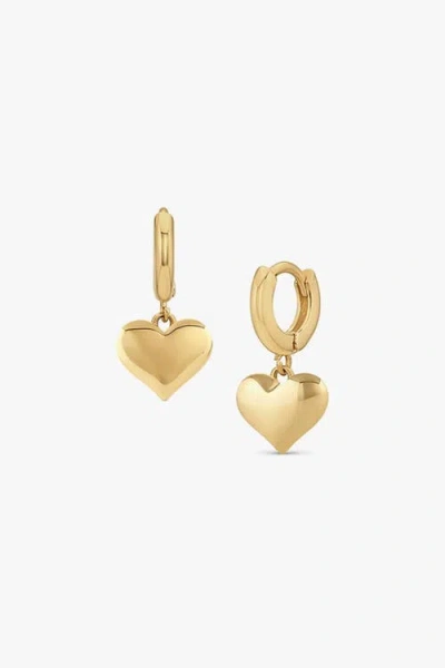 Bearfruit Jewelry Dangling Puffed Heart Huggies In Gold