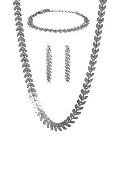 Bearfruit Jewelry Elara Chevron Jewelry Set Trendy Statement Collection In Metallic