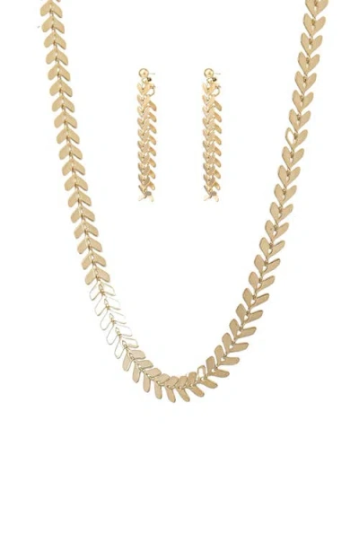 Bearfruit Jewelry Elara Chevron Necklace & Earring Set Trendy Statement In Gold