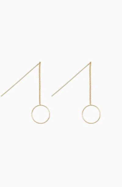 Bearfruit Jewelry Ella Circle Threader Earrings Dainty Geometric Drop Jewelry In Gold