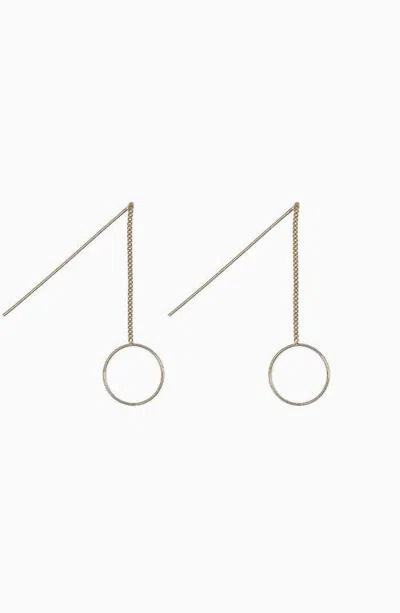 Bearfruit Jewelry Ella Circle Threader Earrings Dainty Geometric Drop Jewelry In Gold