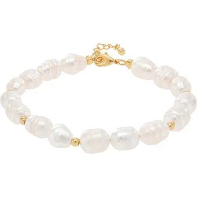 Bearfruit Jewelry Eternal Spring Cultured Pearl Bracelet In Gold
