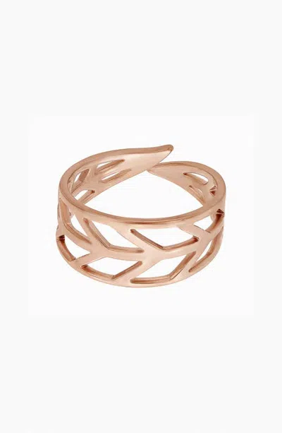 Bearfruit Jewelry Giselle Leaf Cutout Ring Adjustable Nature Inspired Statement In Gold