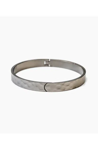 Bearfruit Jewelry Harper Hammered Bangle Bracelet Textured Trendy Statement In Gray