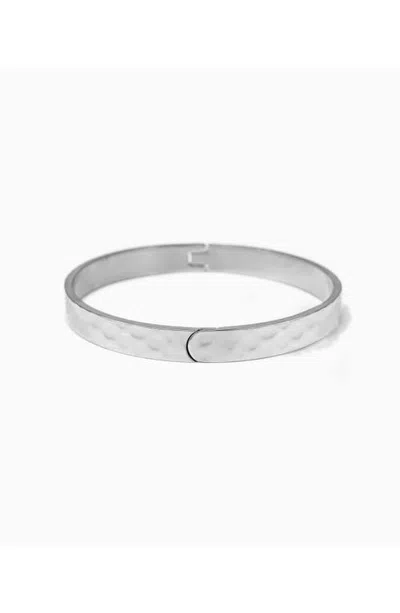 Bearfruit Jewelry Harper Hammered Bangle Bracelet Textured Trendy Statement In Silver