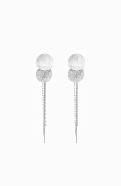 Bearfruit Jewelry Kira Overlapping Chain Drop Earrings Modern Dainty Statement In Silver