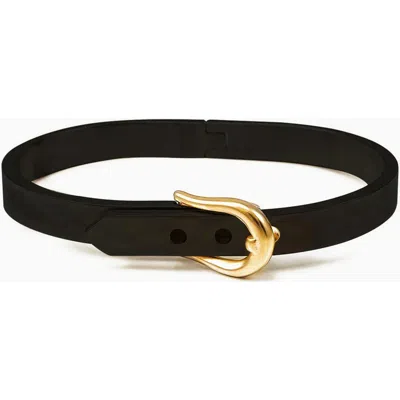 Bearfruit Jewelry Laura Belt Buckle Bangle Bracelet Adjustable Trendy Statement In Black