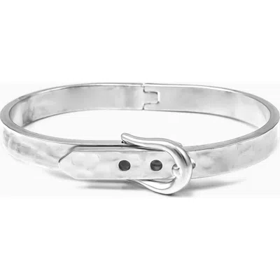Bearfruit Jewelry Laura Belt Buckle Bangle Bracelet Adjustable Trendy Statement In Silver