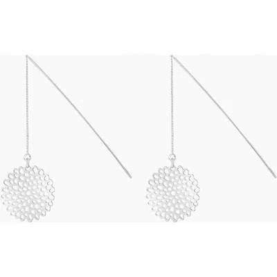 Bearfruit Jewelry Lauren Tree Leaf Threader Earrings Dainty Nature Inspired In Silver