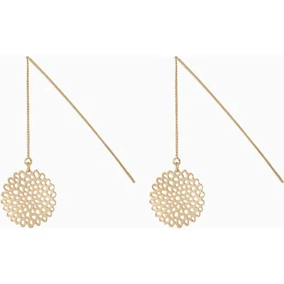 Bearfruit Jewelry Lauren Tree Leaf Threader Earrings Dainty Nature Inspired In Gold