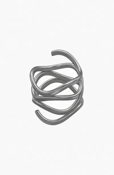 Bearfruit Jewelry Lola Layered Wave Ring Bold Sculptural Modern Statement Jewelry In Metallic