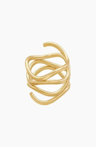 Bearfruit Jewelry Lola Layered Wave Ring Bold Sculptural Modern Statement Jewelry In Gold
