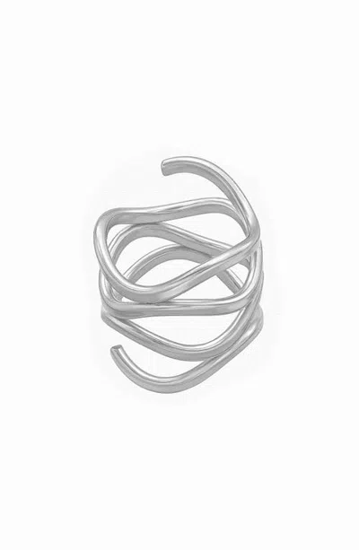 Bearfruit Jewelry Lola Layered Wave Ring Bold Sculptural Modern Statement Jewelry In Silver