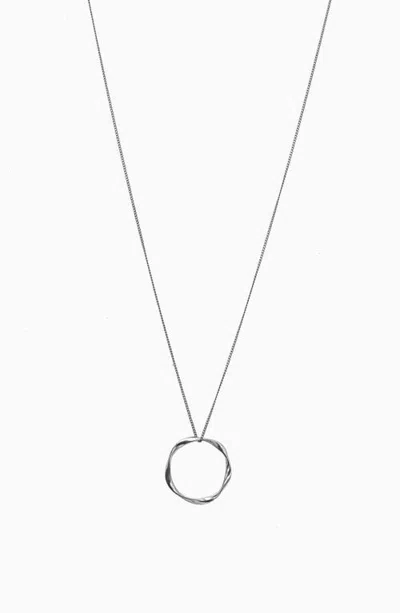 Bearfruit Jewelry Marianne Long Circle Pendant Necklace Minimalist Layering Jewelry In Dark Grey