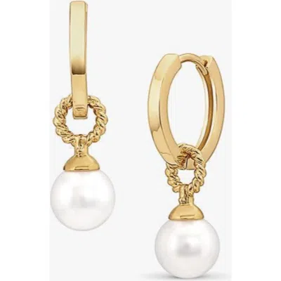 Bearfruit Jewelry Marie Cultured Pearl Charm Huggies In Gold
