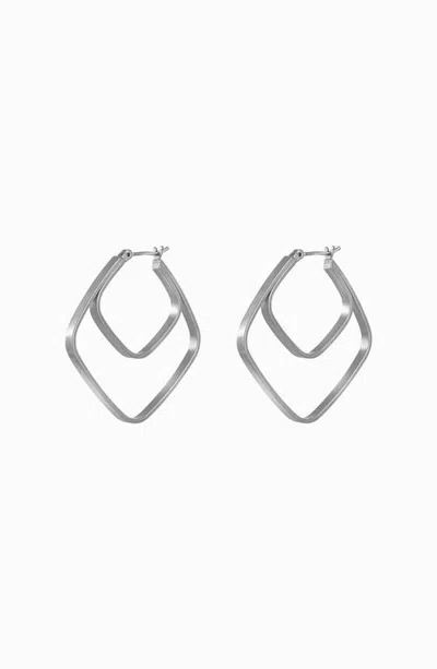Bearfruit Jewelry May Double Hoop Earrings Petite Modern Geometric Statement In Silver