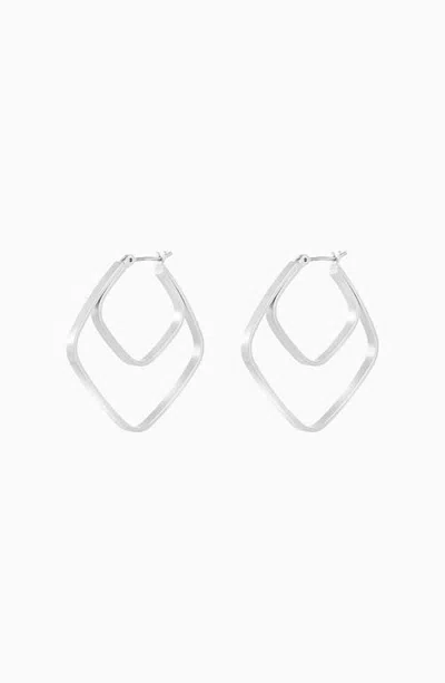 Bearfruit Jewelry May Double Hoop Earrings Petite Modern Geometric Statement In Silver