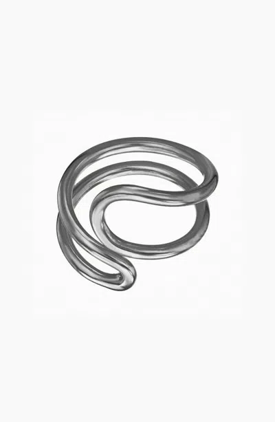 Bearfruit Jewelry Momo Wave Ring Bold Curved Band Ocean Inspired Statement Jewelry In Silver