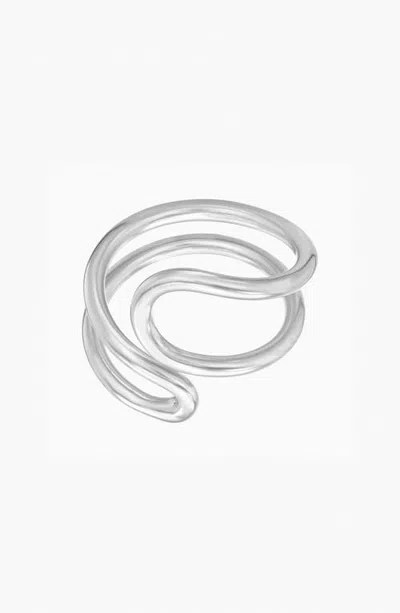 Bearfruit Jewelry Momo Wave Ring Bold Curved Band Ocean Inspired Statement Jewelry In Silver