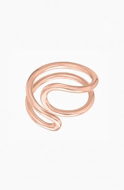 Bearfruit Jewelry Momo Wave Ring Bold Curved Band Ocean Inspired Statement Jewelry In Gold