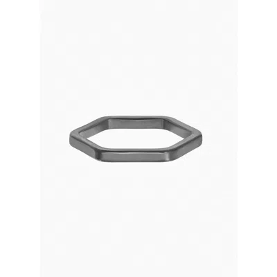 Bearfruit Jewelry Onda Thin Hexagon Ring Dainty Geometric Minimalist Jewelry In Gray