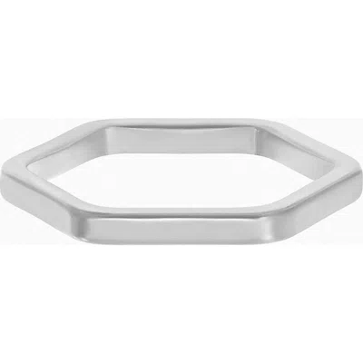 Bearfruit Jewelry Onda Thin Hexagon Ring Dainty Geometric Minimalist Jewelry In Silver
