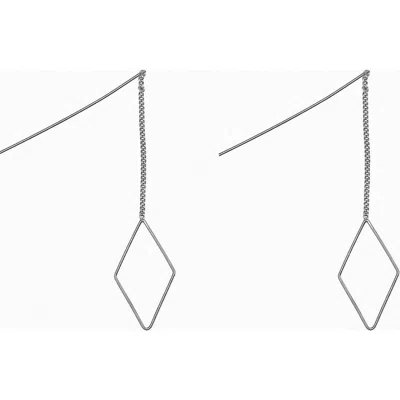 Bearfruit Jewelry Sally Rhombus Threader Earrings Long Geometric Drop Jewelry In Dark Grey