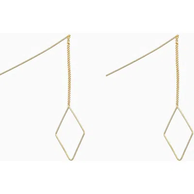 Bearfruit Jewelry Sally Rhombus Threader Earrings Long Geometric Drop Jewelry In Gold