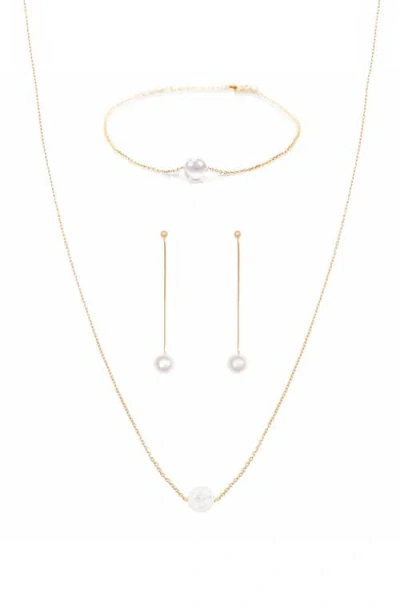 Bearfruit Jewelry Sterling Silver 18k Gold Plated Abby Single Cultured Pearl Bracelet, Necklace & Da