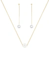 Bearfruit Jewelry Sterling Silver 18k Gold Plated Abby Single Cultured Pearl Necklace & Dangled Drop