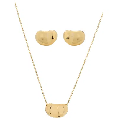 Bearfruit Jewelry Sterling Silver 18k Gold Plated Alexandra Necklace & Stud Earrings Set