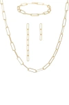 Bearfruit Jewelry Sterling Silver 18k Gold Plated Amelia Chain Statement Bracelet, Necklace & Mismat