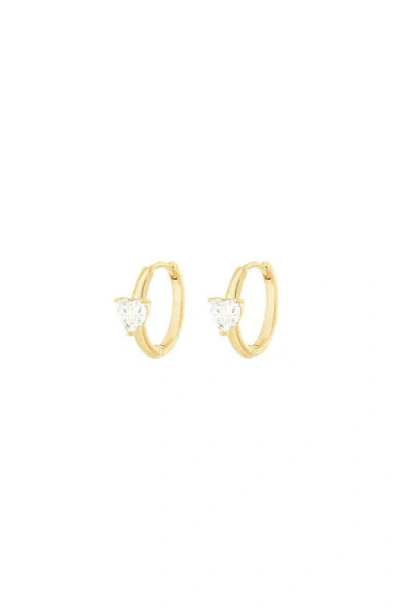 Bearfruit Jewelry Sterling Silver 18k Gold Plated Annette Heart Crystal Huggies