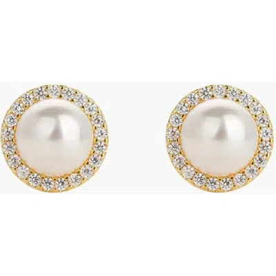 Bearfruit Jewelry Sterling Silver 18k Gold Plated Eleanor Pearl Stud Earrings